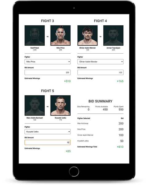 mma user dashboard