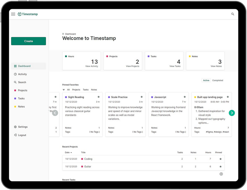 Timestamp dashboard